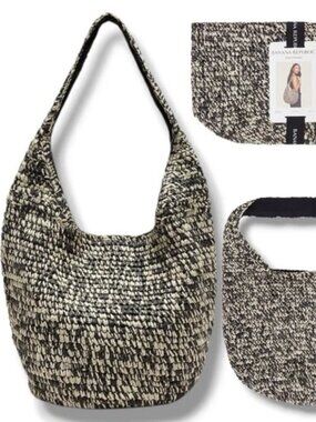 Banana Republic Women's Raffia Tote Bag NWT 2 Colors Beige-Black